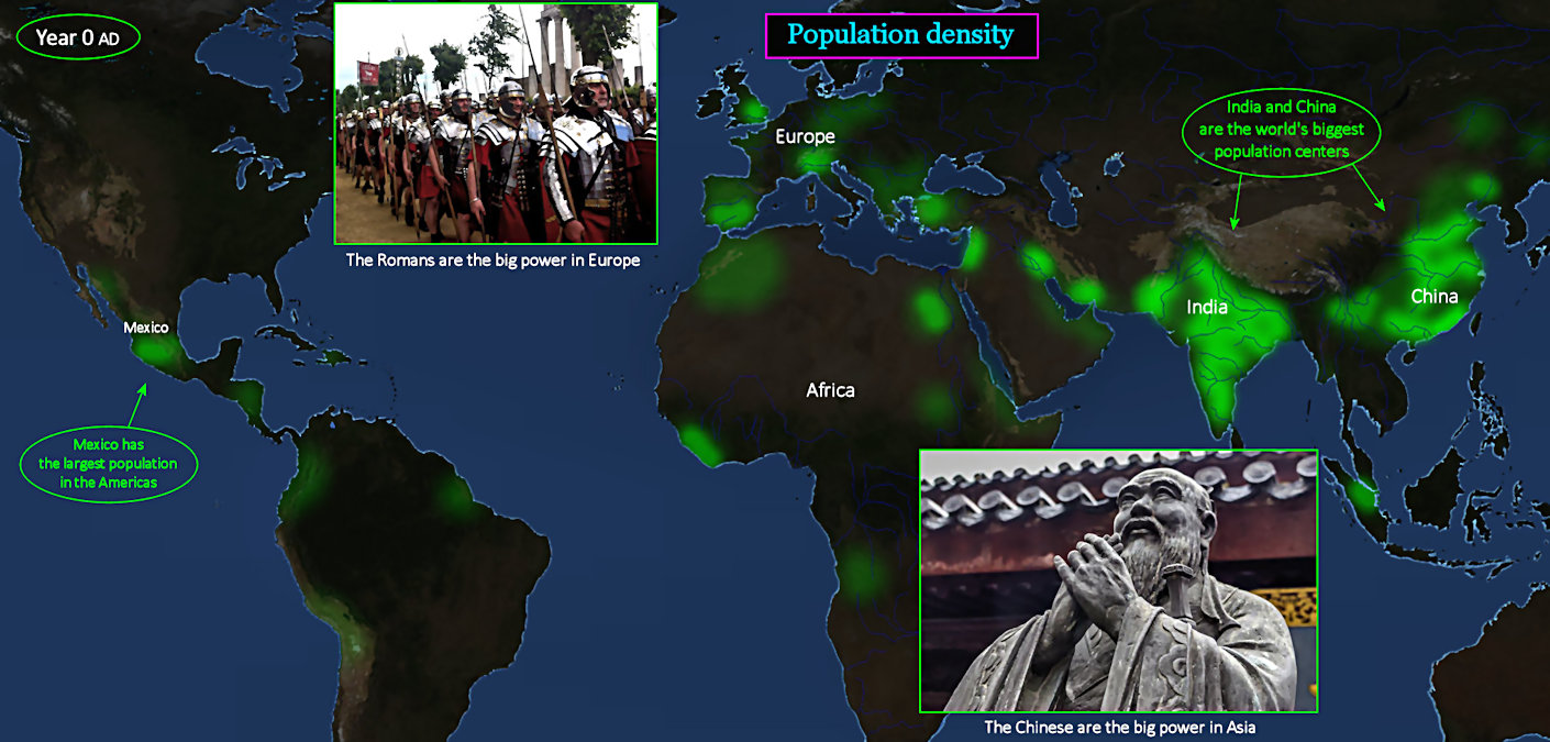World population, 0 AD map